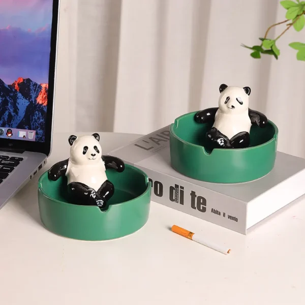 WPDTOM000033-02 Creative Ceramic Ashtray Cartoon Panda Ornament Decoration