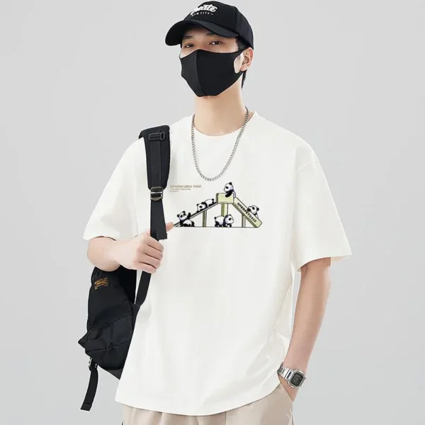 WPCTTS000496-0515-01 Panda on a Slide Pattern Men's T-Shirt