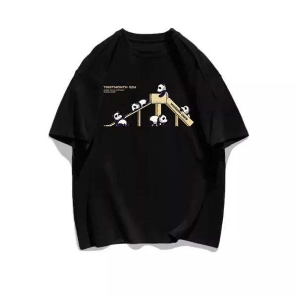 WPCTTS000506 Creative Cute Panda on a Slide Pattern Men's Short-Sleeve T-Shirt