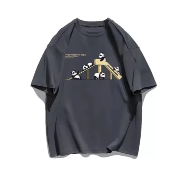 WPCTTS000511 Panda on a Slide Pattern Men's T-Shirt Grey