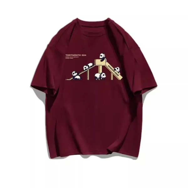 WPCTTS000501 Creative Cute Panda on a Slide Pattern Men's Short-Sleeve T-Shirt