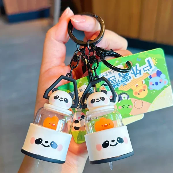WPDCCM000114-02 Creative Panda Camping Lantern Design Keychain Cute Charm
