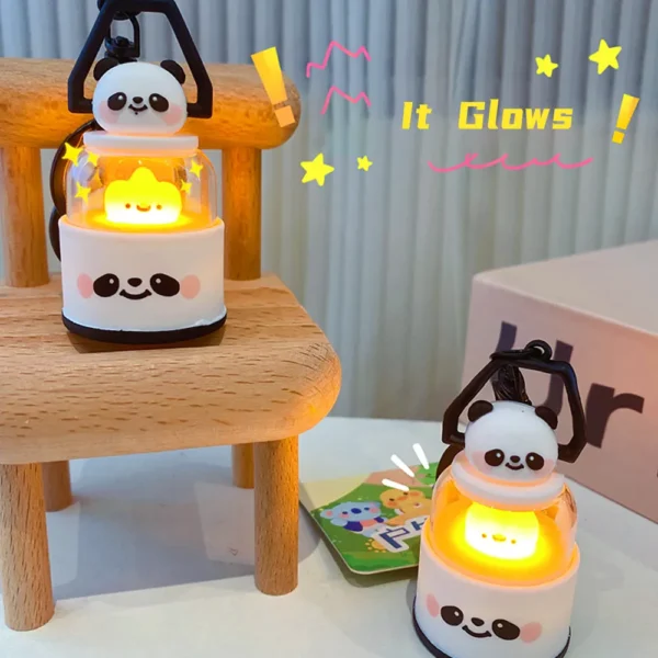 WPDCCM000114-03 Creative Panda Camping Lantern Design Keychain Cute Charm