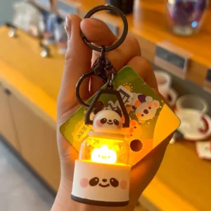 WPDCCM000114-04 Creative Panda Camping Lantern Design Keychain Cute Charm