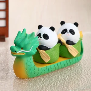 WPDTOM000050-01 Creative Panda Dragon Boat Figurine Desktop Model Decoration
