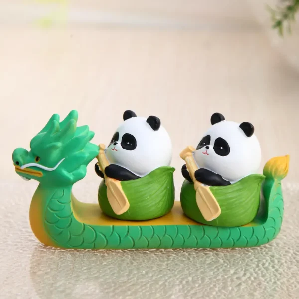 WPDTOM000050-02 Creative Panda Dragon Boat Figurine Desktop Model Decoration