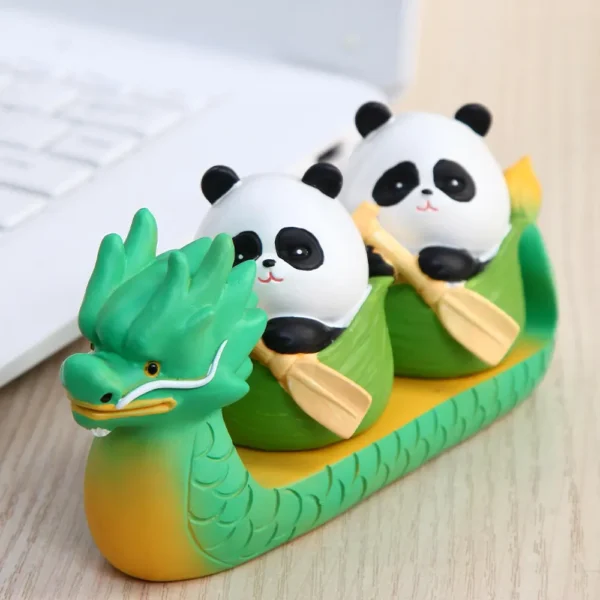 WPDTOM000050-03 Creative Panda Dragon Boat Figurine Desktop Model Decoration