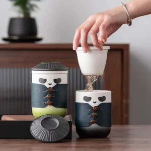 WPLSCPTC0016-0017-02 Creative Panda Hero-Shaped Infuser Tea Cup