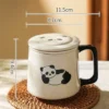 WPLSCPTC0035 Creative Panda Mug with Lid Large Capacity Ceramic Tea Cup