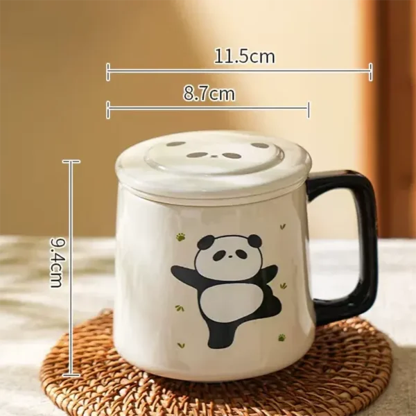 WPLSCPTC0036 Creative Panda Mug with Lid Large Capacity Ceramic Tea Cup