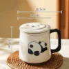 WPLSCPTC0037 Creative Panda Mug with Lid Large Capacity Ceramic Tea Cup