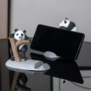 Creative Panda on the Moon Phone Stand Desk Decor Ornament
