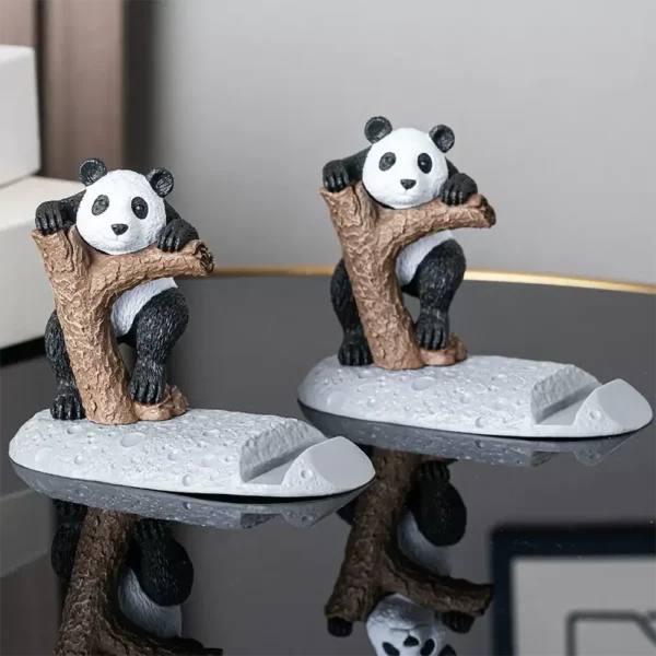 WPASPH000330-02 Creative Panda on the Moon Phone Stand Desk Decor Ornament