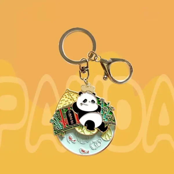 WPDCCM000115 Creative Panda Pattern Rotatable Metal Keychain Travel Souvenir