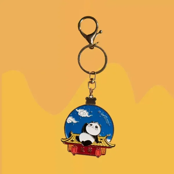 WPDCCM000117 Creative Panda Pattern Rotatable Metal Keychain Travel Souvenir