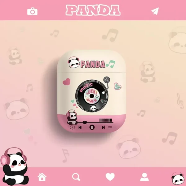 WPASEC000233 Creative Panda Record Player Apple AirPods Protective Case White