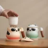 WPLSCPTC0018-0022-03 Creative Panda-Shaped Infuser Tea Cup Ceramic Mug with Lid
