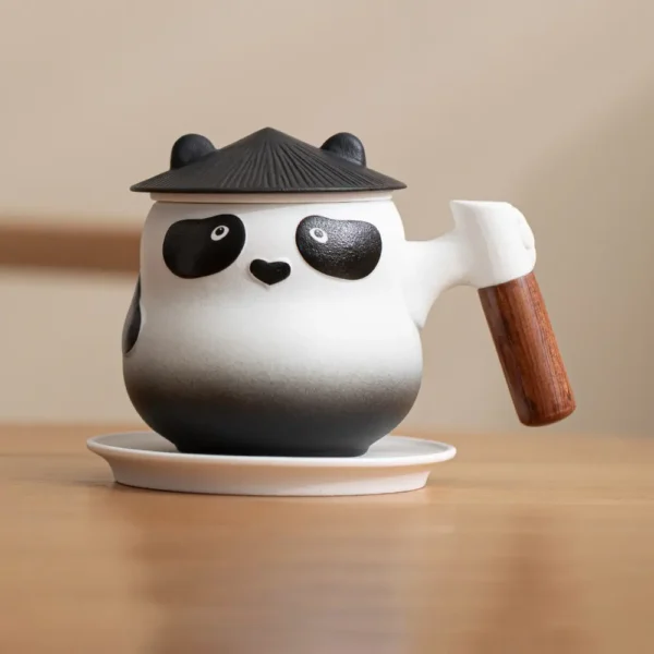 WPLSCPTC0018 Creative Panda-Shaped Infuser Tea Cup Ceramic Mug with Lid