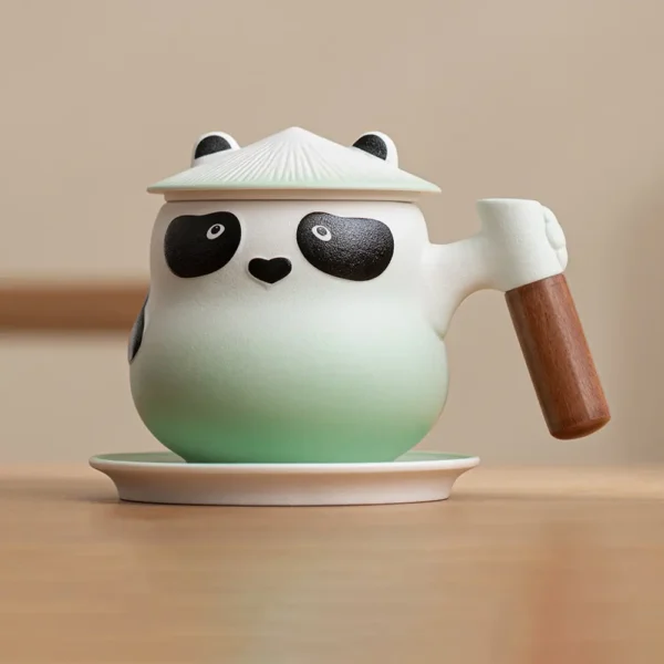 WPLSCPTC0021 Creative Panda-Shaped Infuser Tea Cup Ceramic Mug with Lid