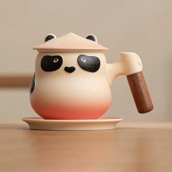 WPLSCPTC0019 Creative Panda-Shaped Infuser Tea Cup Ceramic Mug with Lid
