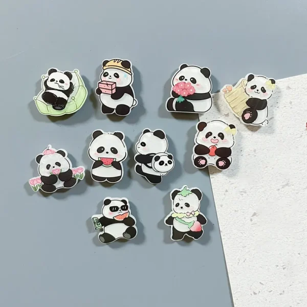 WPDCFM000032-01 Cute Acrylic Panda Fridge Magnet Home Decor 10-Piece Set