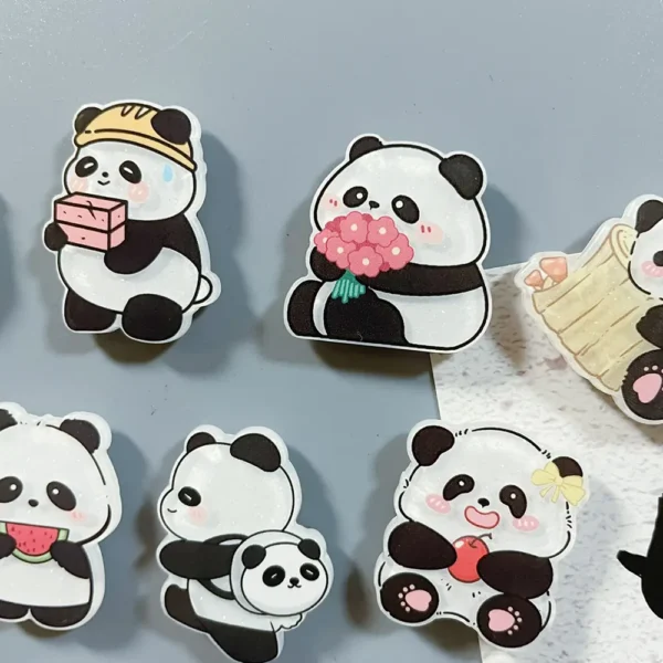 WPDCFM000032-03 Cute Acrylic Panda Fridge Magnet Home Decor 10-Piece Set