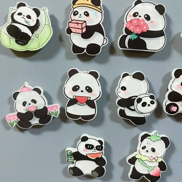 WPDCFM000032-04 Cute Acrylic Panda Fridge Magnet Home Decor 10-Piece Set