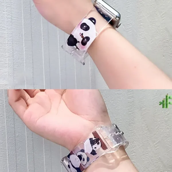 WPASWB000310-0314-02 Cute and Stylish Transparent Panda Print Apple Watch Band