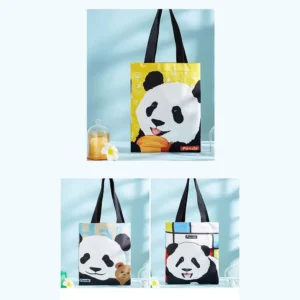 WPBGST000041-0043 Cute Cartoon Panda Canvas Shoulder Bag Large Capacity Tote