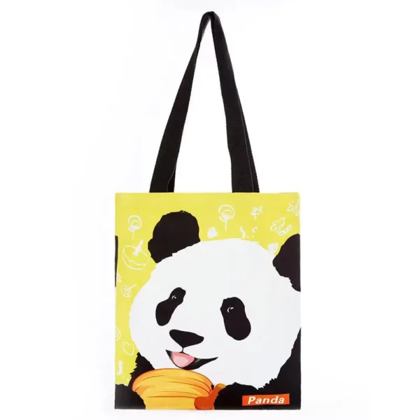 WPBGST000041 Cute Cartoon Panda Canvas Shoulder Bag Large Capacity Tote