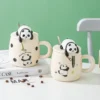 WPLSCPMU0209-0212-02 Cute Cartoon Panda Ceramic Mug with Lid Coffee Cup