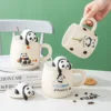 WPLSCPMU0209-0212-03 Cute Cartoon Panda Ceramic Mug with Lid Coffee Cup