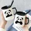 Cute Cartoon Panda Ceramic Mug with Lid Water Coffee Cup
