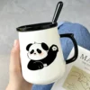 Cute Cartoon Panda Ceramic Mug with Lid Water Coffee Cup