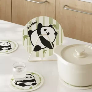 WPLSCS000321-0322-01 Cute Cartoon Panda Coaster Absorbent Heat-Resistant Placemat