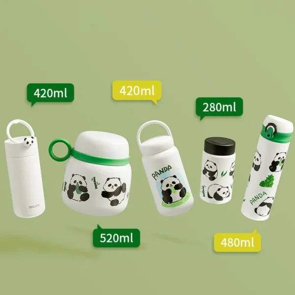 WPLSCPTM0154-0158-01 Cute Cartoon Panda Pattern Insulated Cup Thermos Bottle