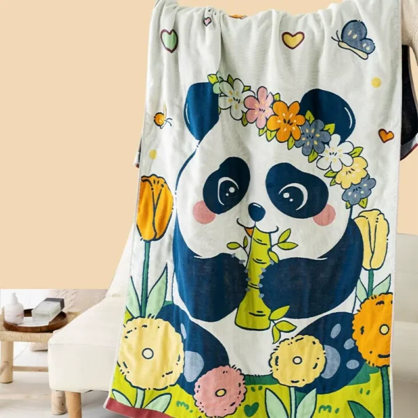 WPCTTW000187-03 Cute Cartoon Panda Print Oversized Bath Towel