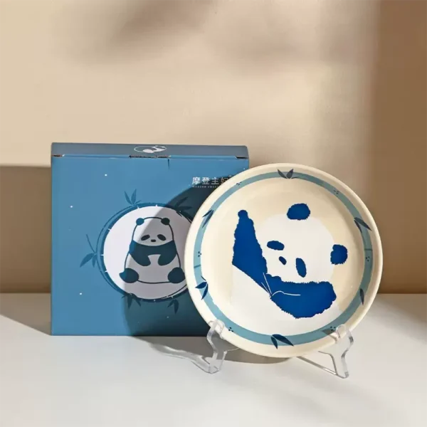 WPHHTW000194 Cute Hand-Painted Panda Pattern Ceramic Dinner Plate Home Use