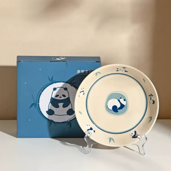 WPHHTW000196 Cute Hand-Painted Panda Pattern Ceramic Dinner Plate Home Use