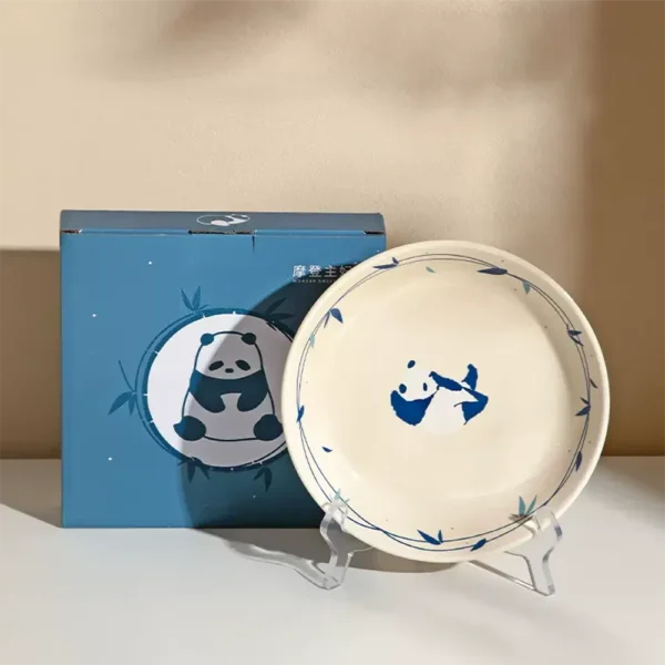 WPHHTW000197 Cute Hand-Painted Panda Pattern Ceramic Dinner Plate Home Use