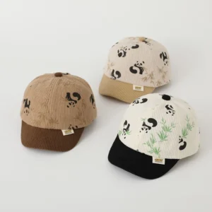 WPCTHASC0052-0054 Cute Little Panda Corduroy Baby Kids Baseball Cap Snapback Cap