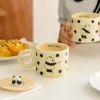 WPLSCPMU0182-0183-01 Cute Little Panda Mug with Lid Water Cup Couple's Gift