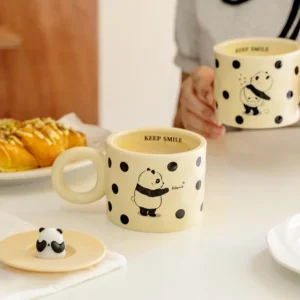 Cute Little Panda Mug with Lid Water Cup Couple's Gift