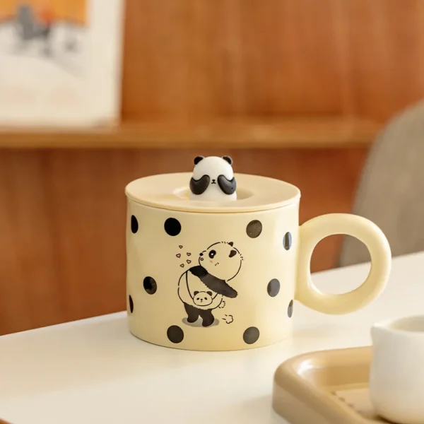 WPLSCPMU0183 Cute Little Panda Mug with Lid Water Cup Couple's Gift