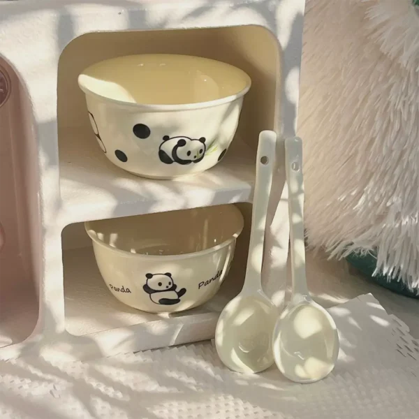 WPHHTW000204-01 Cute Little Panda Pattern Ceramic Bowl 4 Pieces Set