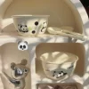 WPHHTW000204-02 Cute Little Panda Pattern Ceramic Bowl 4 Pieces Set