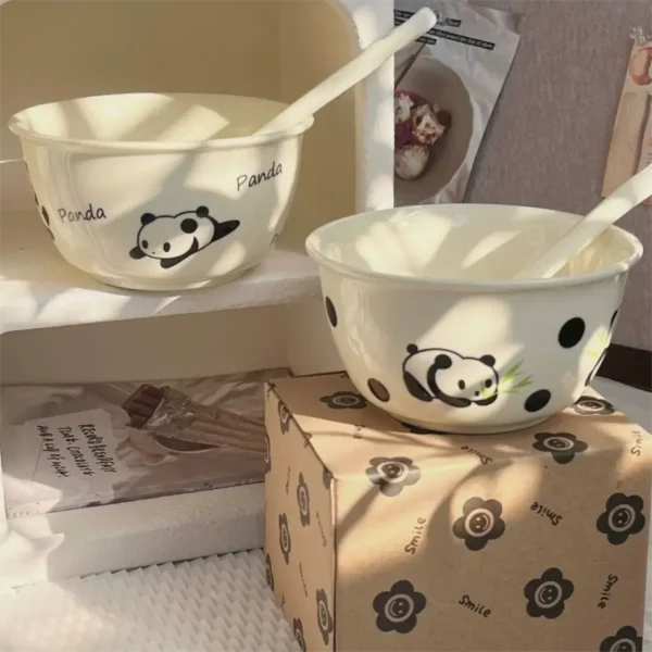 WPHHTW000204-03 Cute Little Panda Pattern Ceramic Bowl 4 Pieces Set
