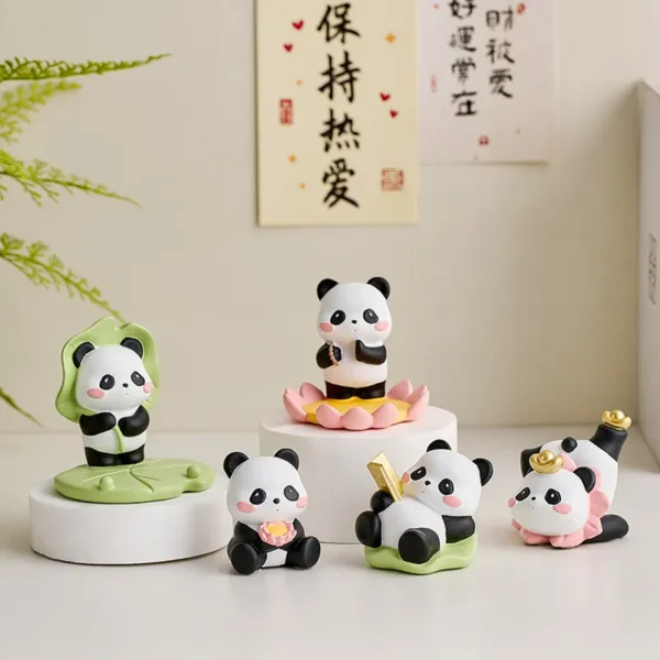 WPDTOM000053-0057-02 Cute Lotus Leaf Panda Ornament Desk Decor Phone Stand