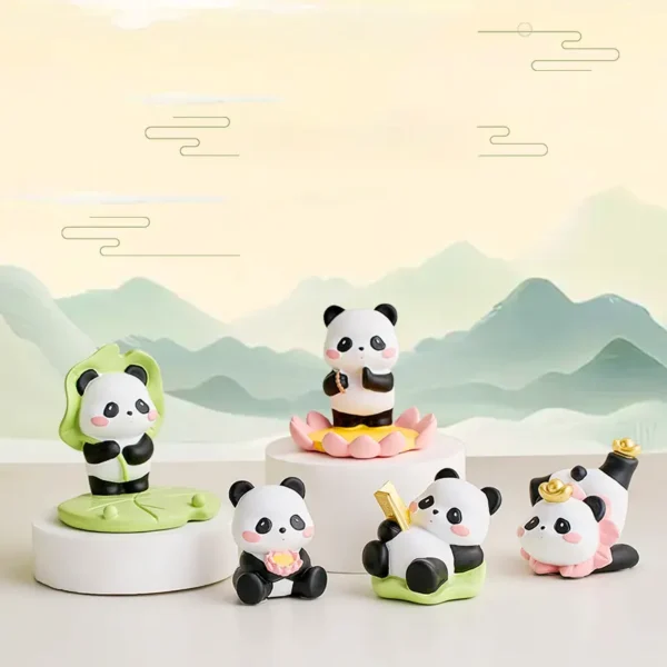 WPDTOM000053-0057 Cute Lotus Leaf Panda Ornament Desk Decor Phone Stand