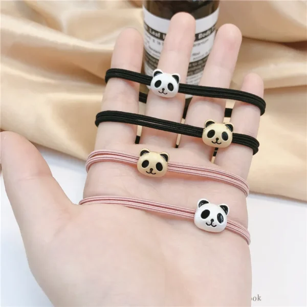 WPDCHA000218-0221-01 Cute Metal Panda Elastic Hair Tie Hair Accessory for Women